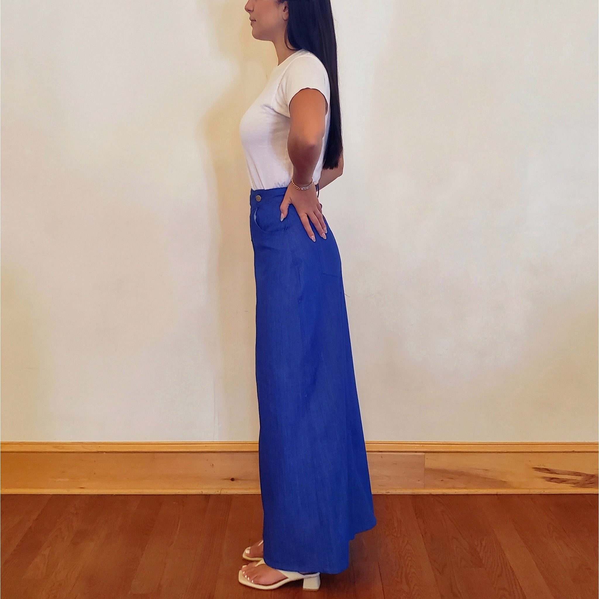 Mariah Denim Maxi Skirt - 70s Blue